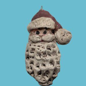Handmade Santa Claus Clay Ornament With Textured Beard